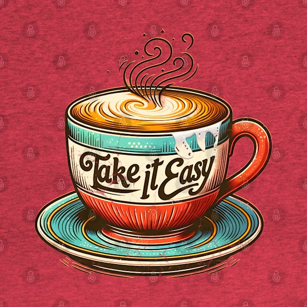 Take It Easy Coffee Lover Daily Reminder Casual Tee by JJDezigns